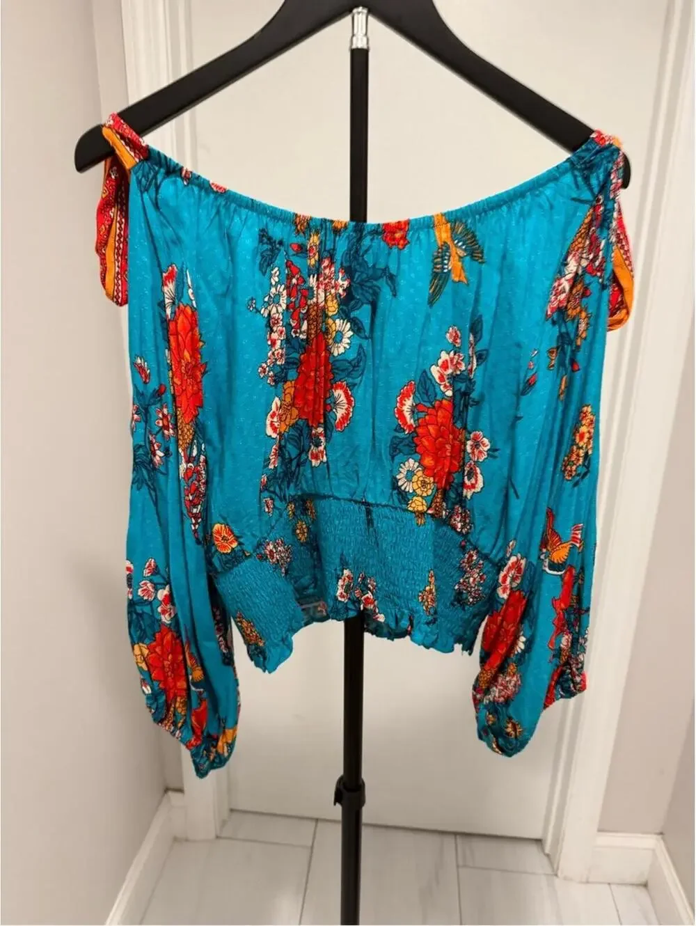 City Chic Venice Floral Print Smocked Waist Crop Top
